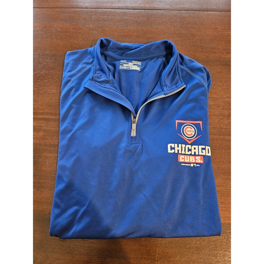 Under Armour Chicago Cubs Sweatshirt Mens Med Blue 1/4 Zip Pullover Baseball MLB